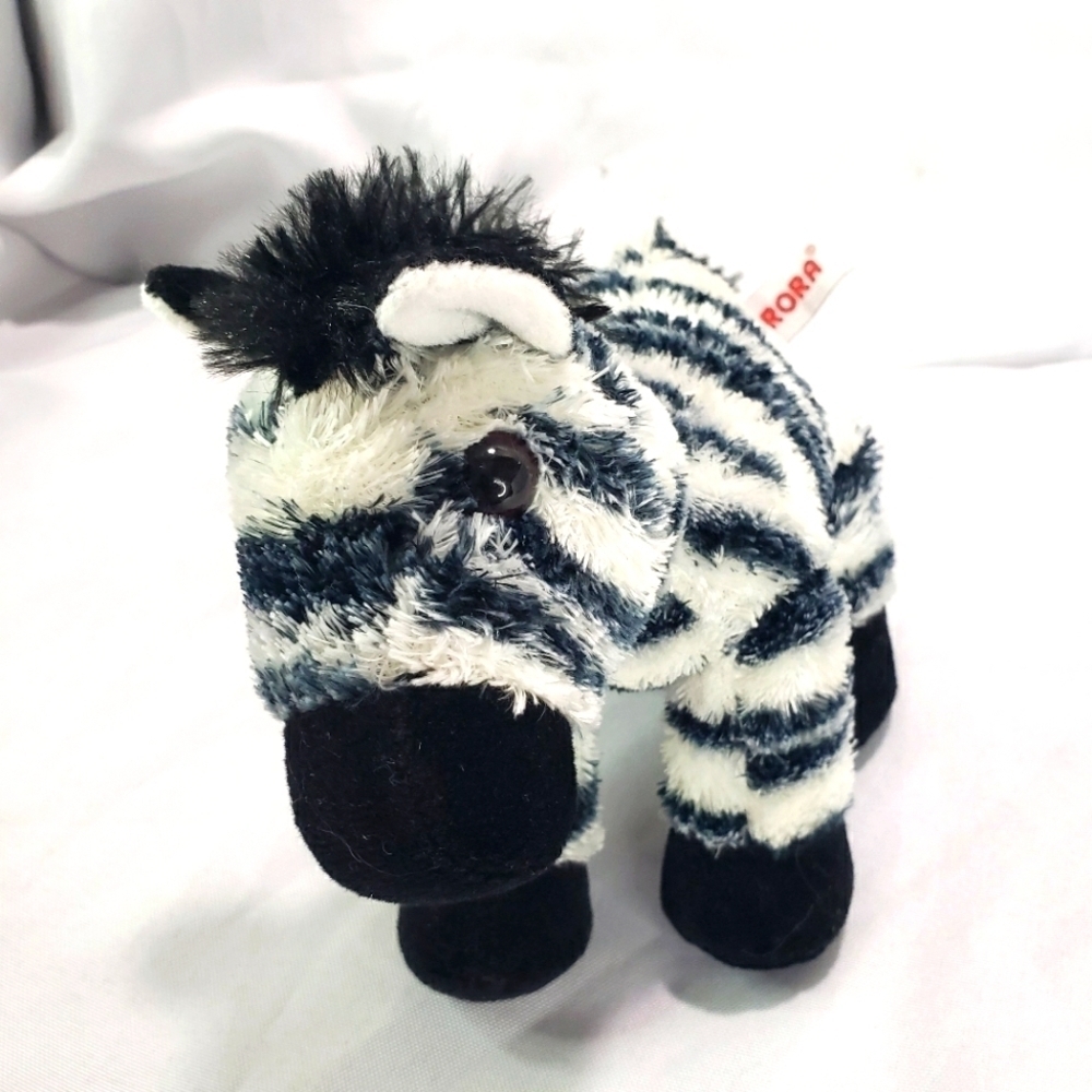 Aurora Zebra Mini Flopsie Plush Stuffed Toy 7 Inch Black White Silky